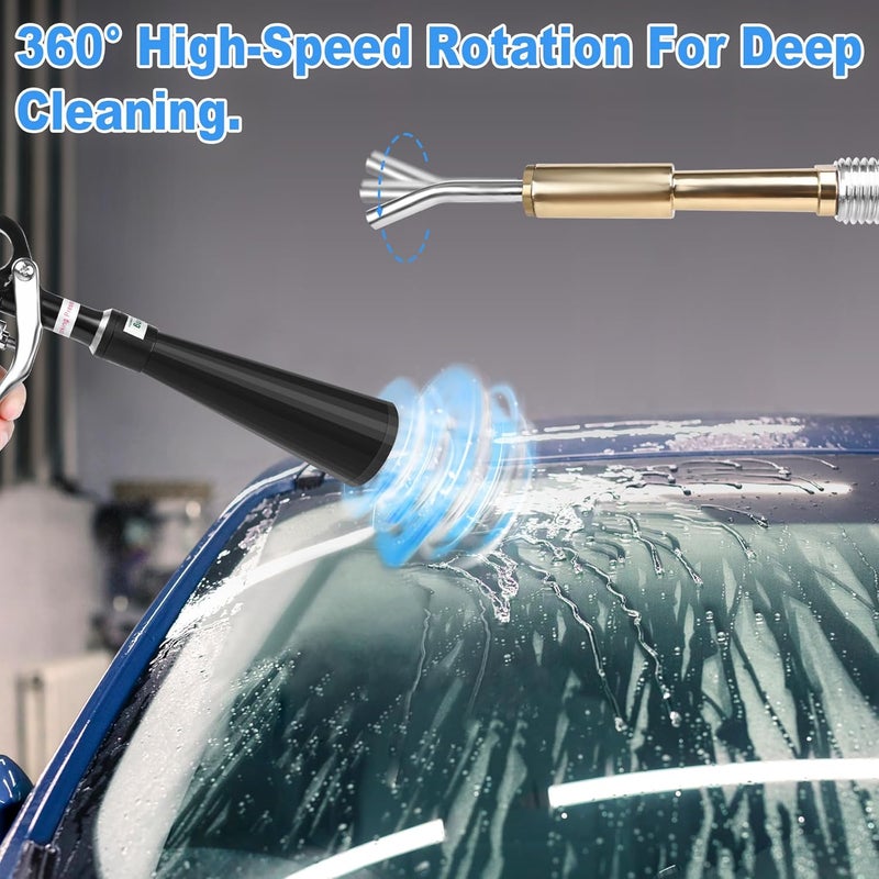 phepetroll Air Blow Gun Car Detailing Dry Cleaning Gun High Pressure Cleaning Tool, Dryer Blower for Car Surfaces Quickly Blasts Dust, Works with Air Compressor (Black, 2 Set Nozzle) - Image 3